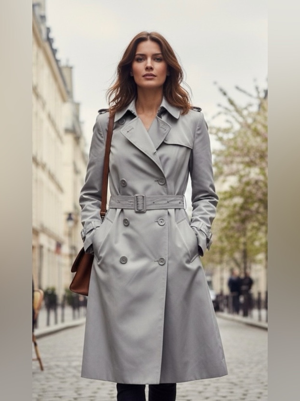 Norma Kamali Gray Belted Trench Coat Jacket Size M Minimalist Designer Chic